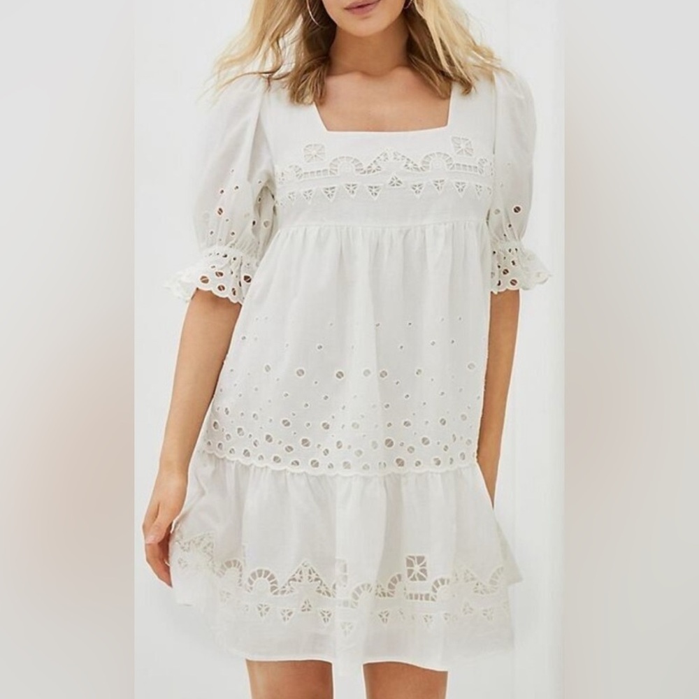 NWT Anthropologie Plus Size Cotton Dress 1X, White, Boho, Flowy, Lightweight - Picture 2 of 16
